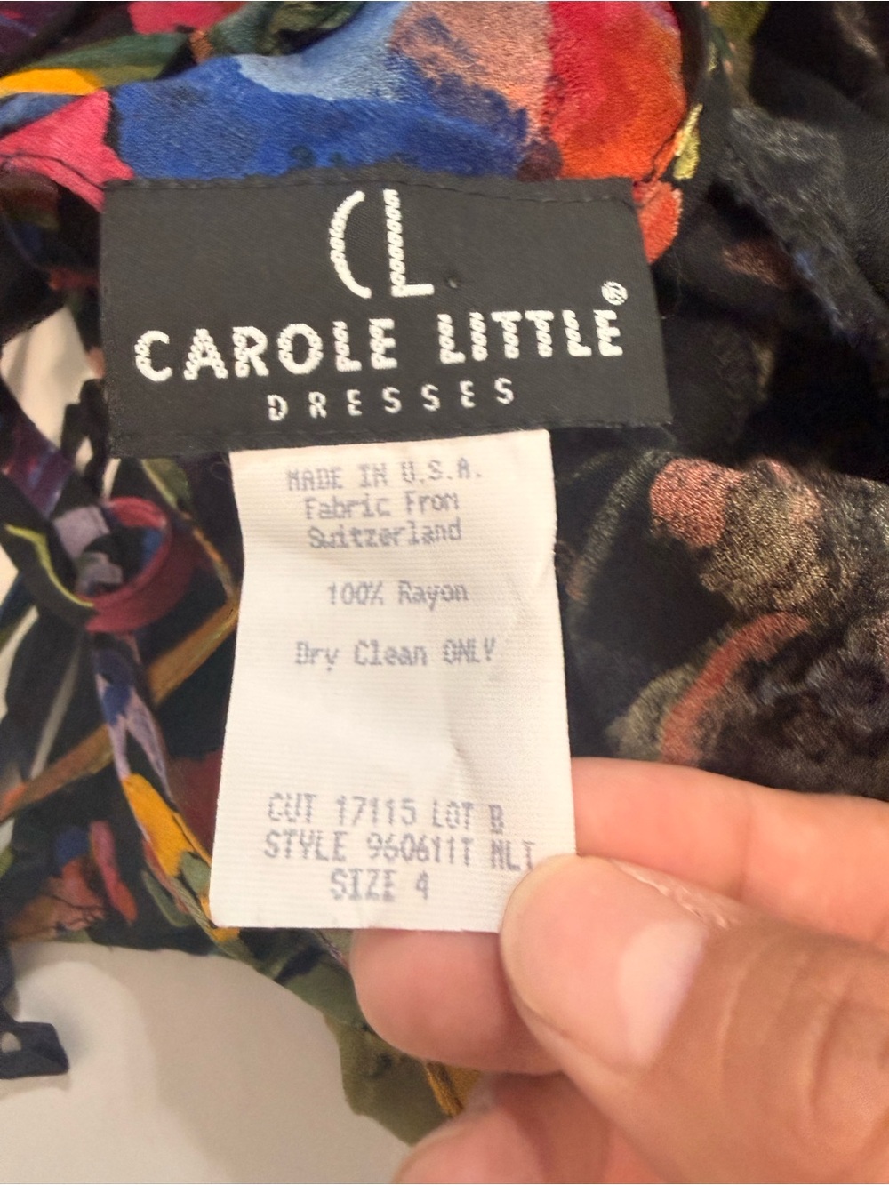 Carole Little Vintage 90's Multicolor Floral X-Back Design Midi Dress Size 4 - Picture 10 of 10